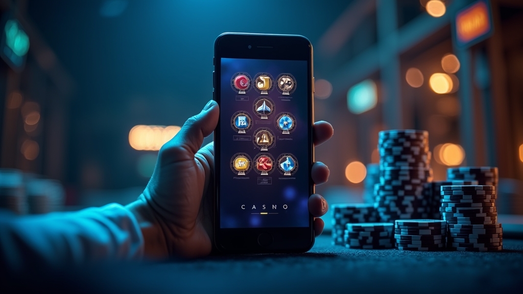 Interface móvel do app com menu claro e botões principais